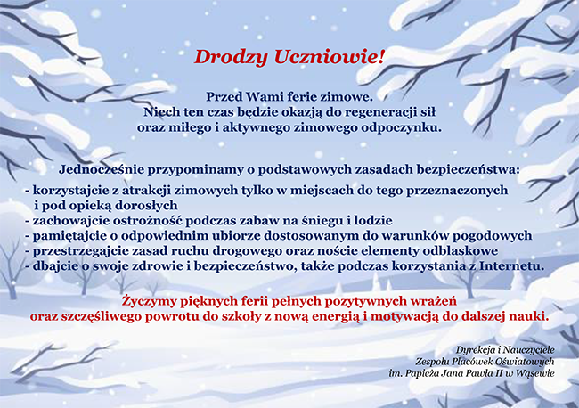 ferie zimowe życzenia